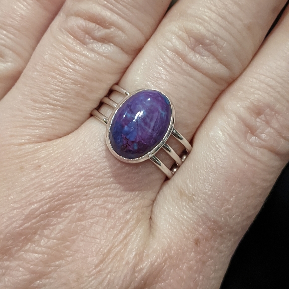 Purple Copper Turquoise, 925 Silver Ring, Size 9.5 - Picture 4 of 7
